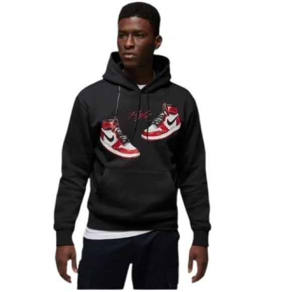 NIKE AIR JORDAN 1 CHICAGO 1985 LOST AND FOUND BLACK MENS HOODIE SWEATSHIRT - Picture 14 of 14